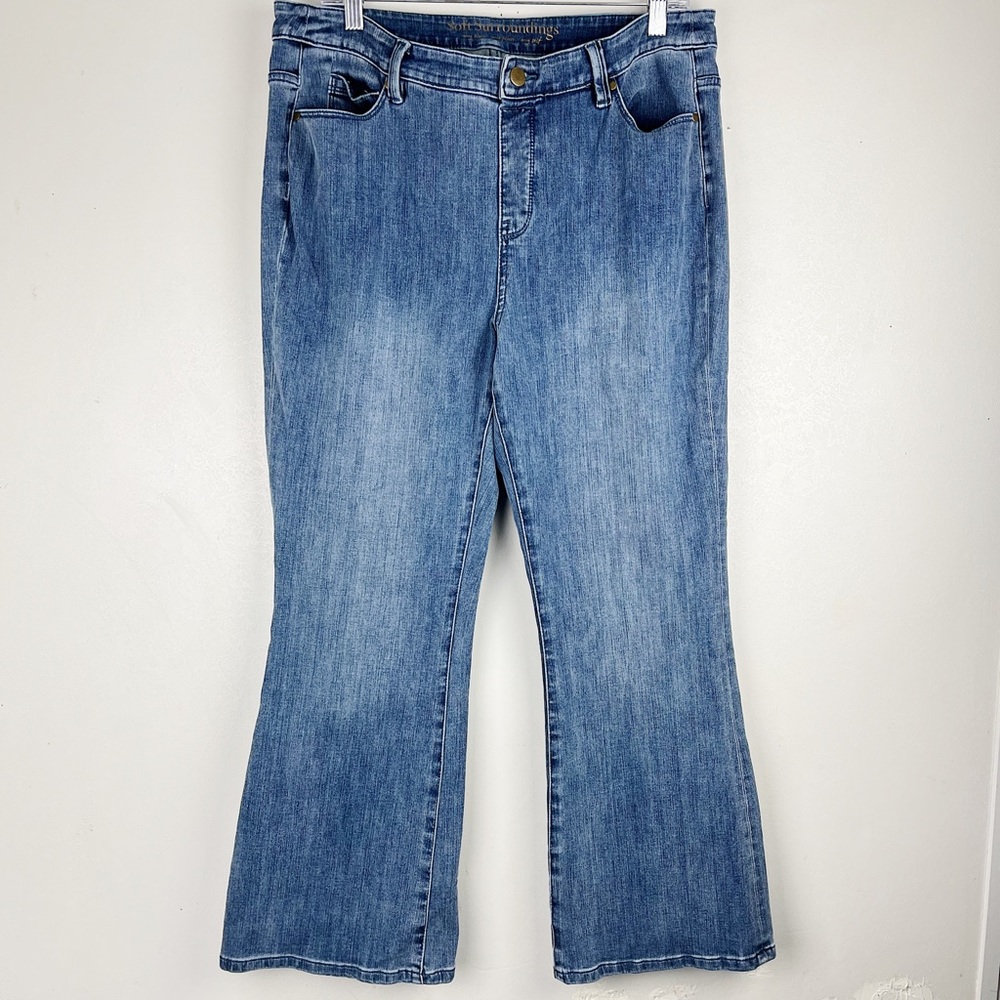 Soft Surroundings Bootcut Jeans High Waisted Petite Large Pockets Stretch